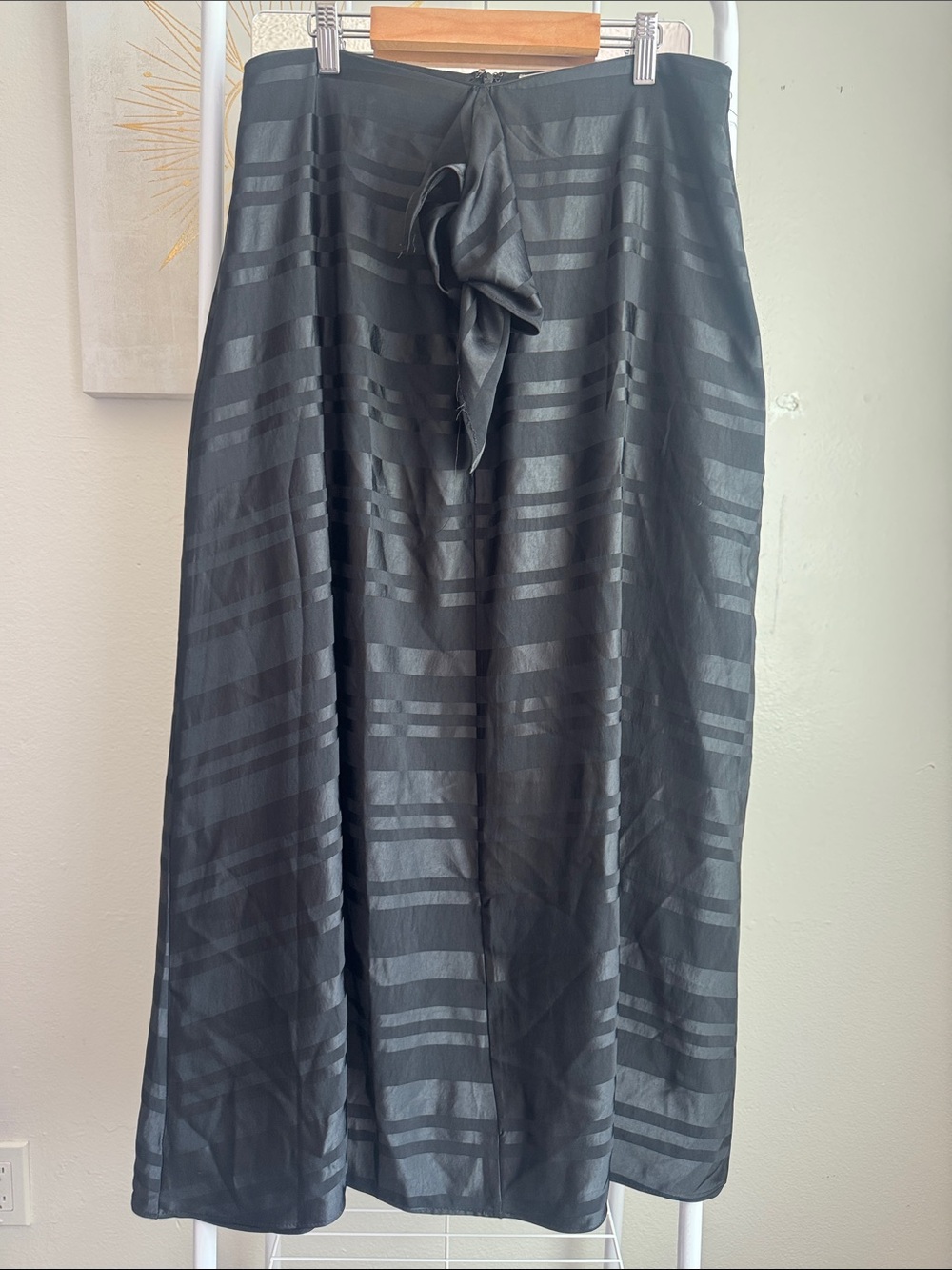 Black Satin Striped Maxi Skirt Women’s Large